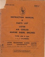 Instruction Manual and Parts List Lister air cooled Marine Diesel Engines types LDM and SLM 1-2-3 cy