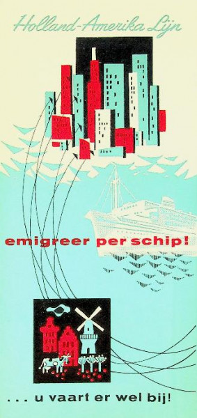Brochure Holland-Amerika Lijn, emigreer per schip