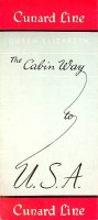Collective - Brochure Cunard Line The Cabin way to USA. Queen Elizabeth, Queen Mary, Mauretania, Caronia