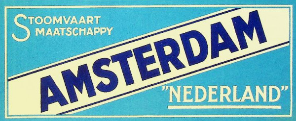 Bagagelabel Amsterdam, Stoomvaart Maatschappij Nederland