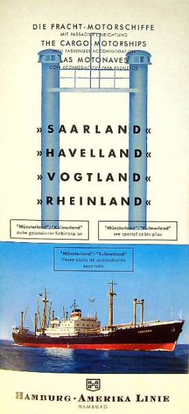 Brochure Hamburg-Amerika Linie Saarland, Havelland, Vogtland, Rheinland