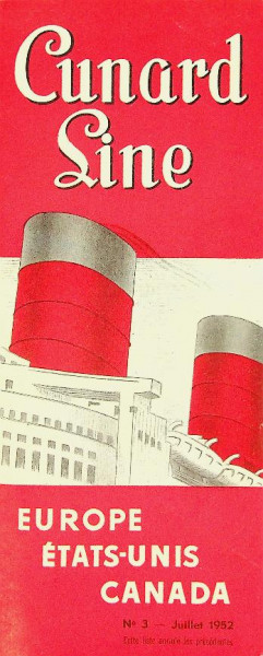 Bruchure Cunard Line 1952, Sailings and Prices