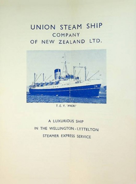 Brochure T.E.V. Maori (Union Steamship New Zealand) | Webshop Nautiek.nl