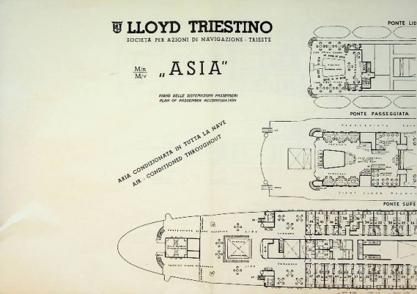 Deckplan Lloyd Triestino ms Asia