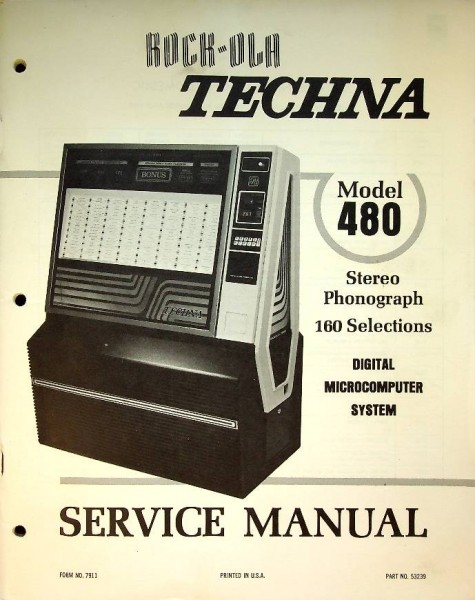 Rock-Ola Techna model 480 Original Jukebox Manual