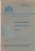 Ministerie van Oorlog - Voorlopig Voorschrift afkortingen. Vertrouwelijk. Nr. 2526