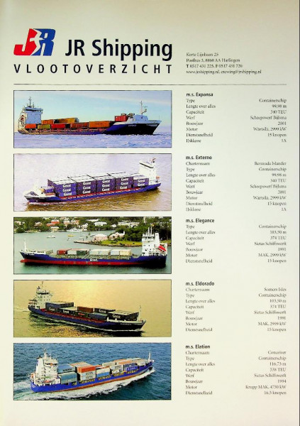 Brochure JR Shipping Vlootoverzicht 2007