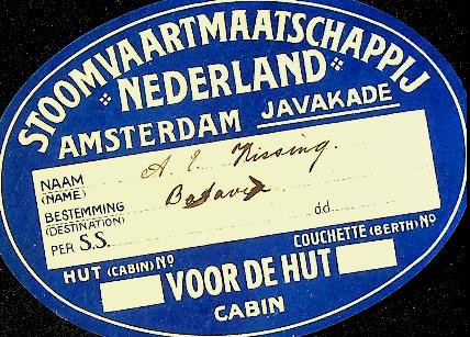 Bagagelabel SMN, voor de hut, beschreven