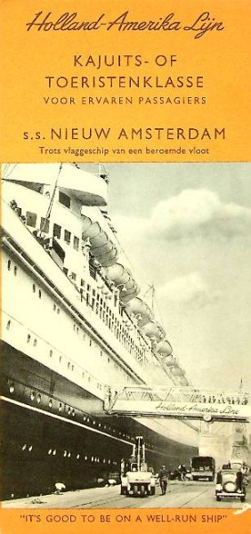 Brochure Kajuits-of toeristenklasse s.s. Nieuw Amsterdam