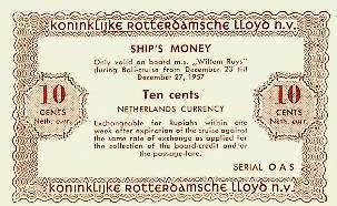 Ships Money Koninklijke Rotterdamsche Lloyd fl. 10 cents | Webshop Nautiek.nl