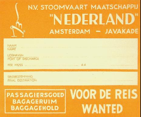 Bagagelabel SMN Passagiersgoed voor het ruim, oranje