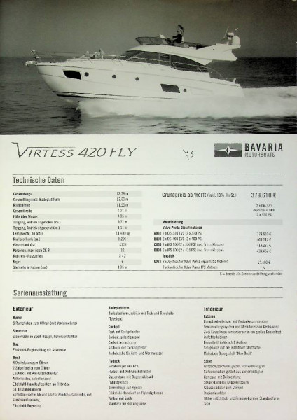 Original Price List Bavaria Virtess 420 Fly