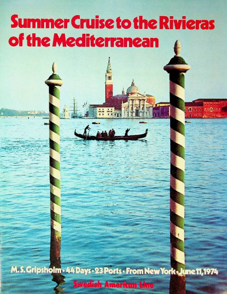 Brochure Summer Cruise Gripsholm Mediterranean 1974