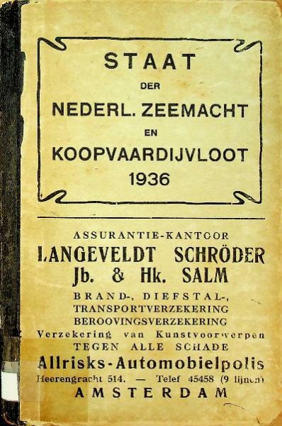 Staat der Nederlandsche Zeemacht en Koopvaardijvloot 1936 | Webshop Nautiek.nl