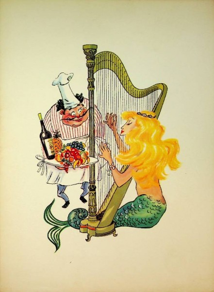 Menukaart Rotterdamsche Lloyd, Mermaid with Harp