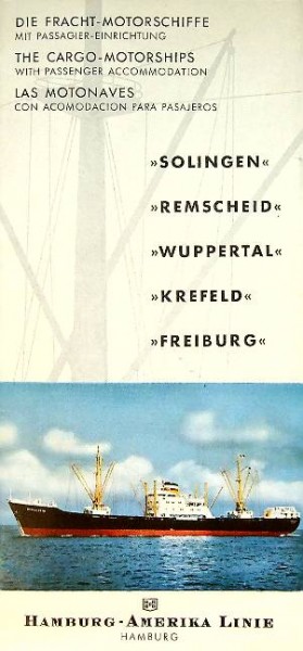 Brochure Hamburg-Amerika Linie, Solingen, Remscheid, Wuppertal, Krefeld, Freiburg