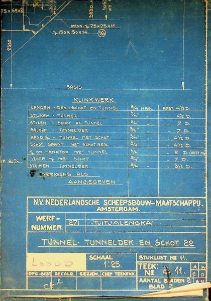 6 Blauwdrukken ms Tjitjalengka NSM werf | Webhop Nautiek.nl