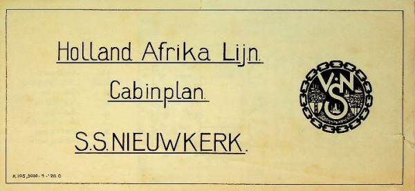 Holland Afrika Lijn Cabinplan s.s. Nieuwkerk