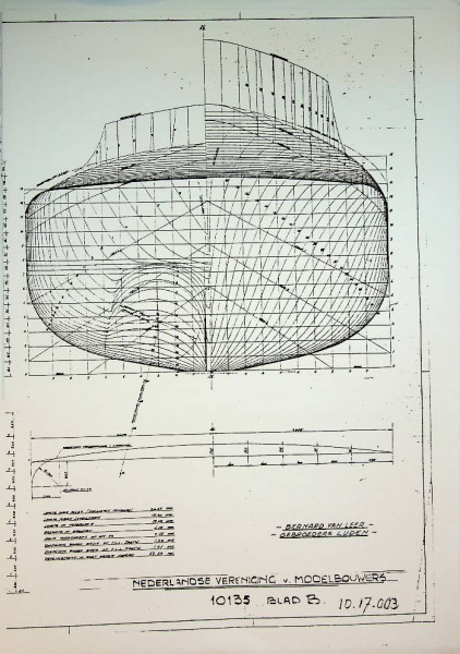 Scheepsbouwtekening D.S. Motorreddingboot Bernhard van Leer