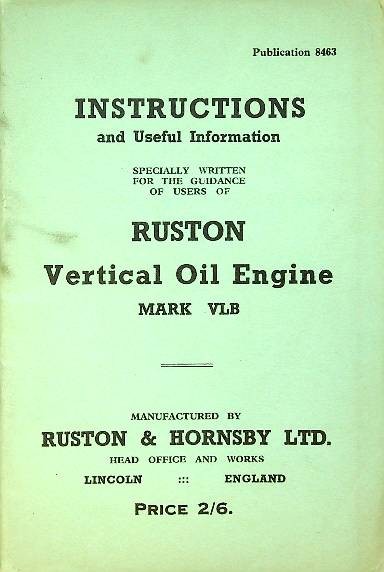 Instructions Ruston VLB Vertical Oil Engine