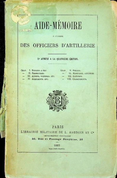 Aide-Memoire Des Officiers D'Artillerie 1887